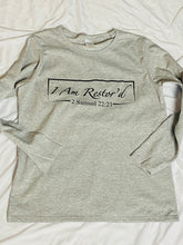 Load image into Gallery viewer, I Am Restor'd Women's Long Sleeve Shirt in Grey

