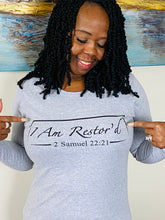 Load image into Gallery viewer, I Am Restor'd Women's Long Sleeve Shirt in Grey
