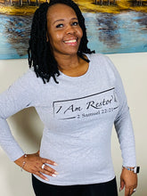Load image into Gallery viewer, I Am Restor'd Women's Long Sleeve Shirt in Grey
